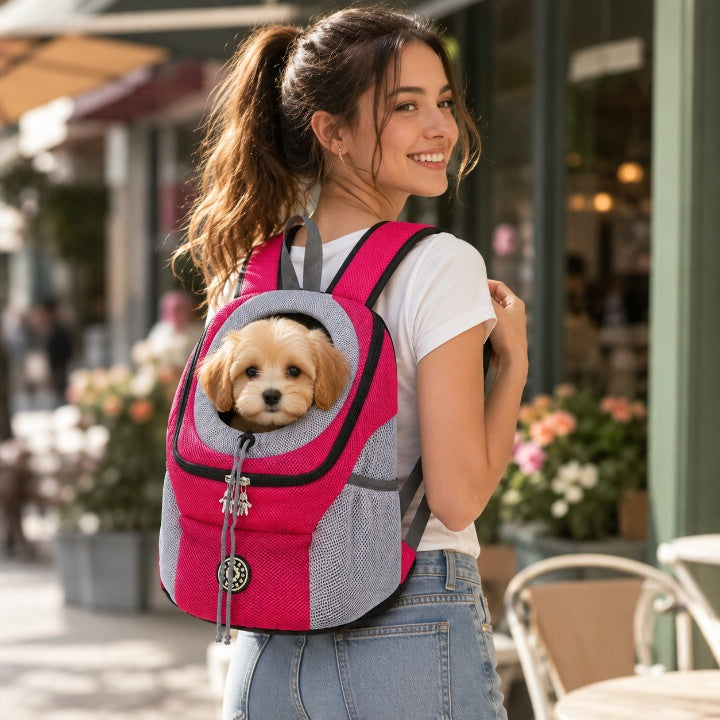 Hunde-Tragetasche Rucksack mit Sicherheitshaken – Fronttragen, bis 10 kg