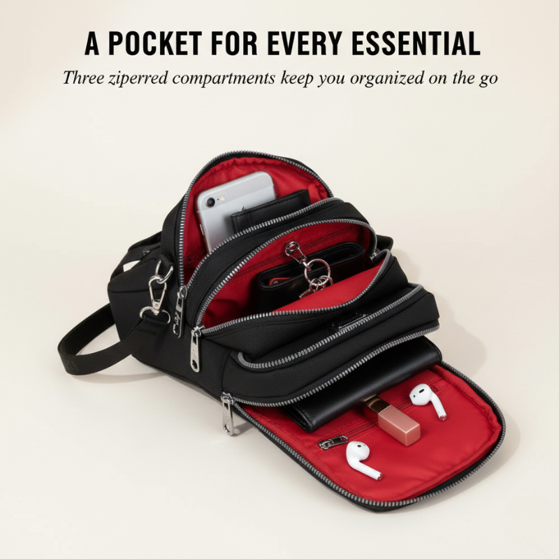 Compact Crossbody Bag with Multiple Compartments – Water-Repellent