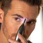 Precision trimmer with LED light – titanium-coated stainless steel blade