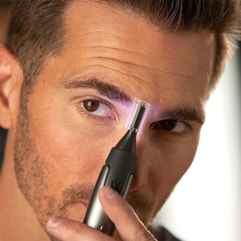 Precision trimmer with LED light – titanium-coated stainless steel blade
