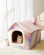Soft Animal House Bed – Cozy Sleeping House for Cats & Small Dogs