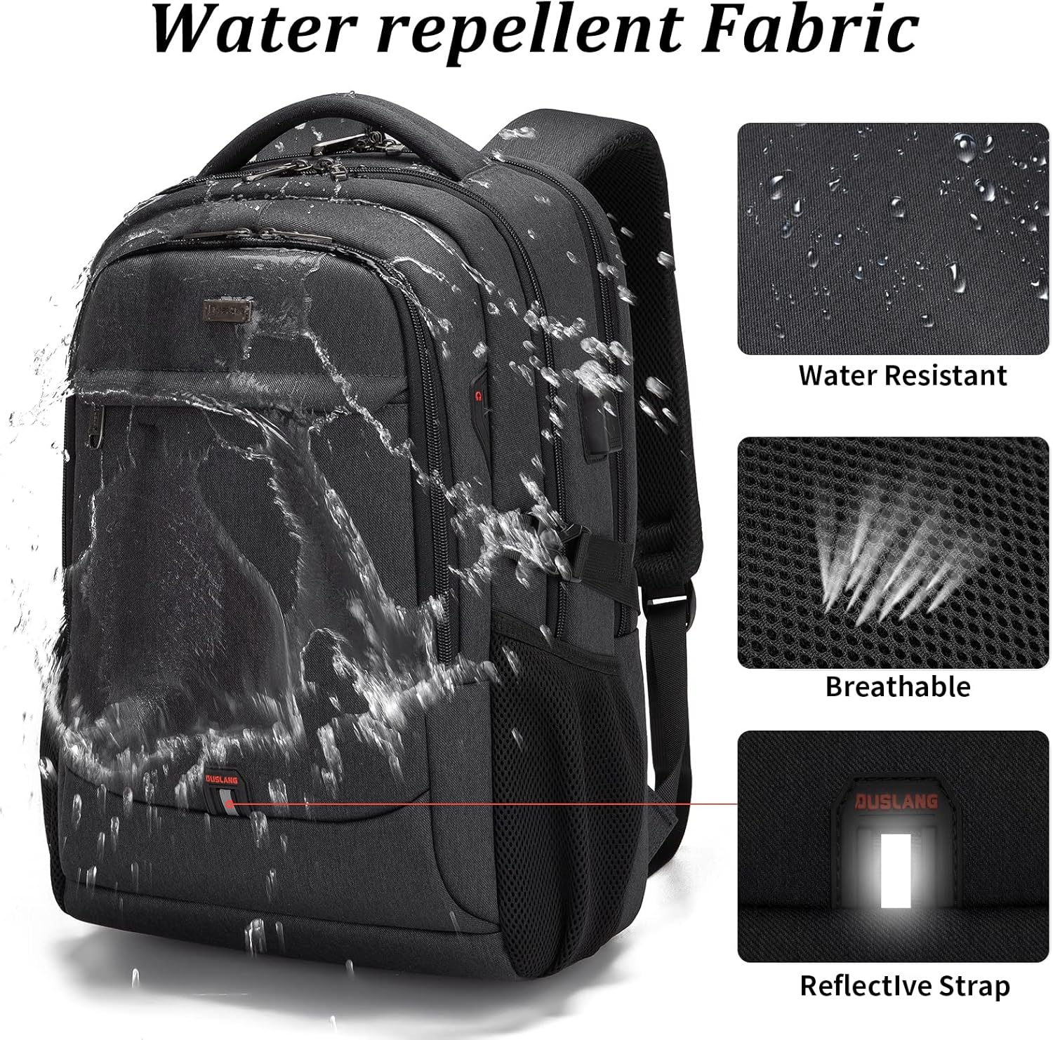 Laptop backpack with USB port and anti-theft protection