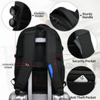 Laptop backpack with USB port and anti-theft protection