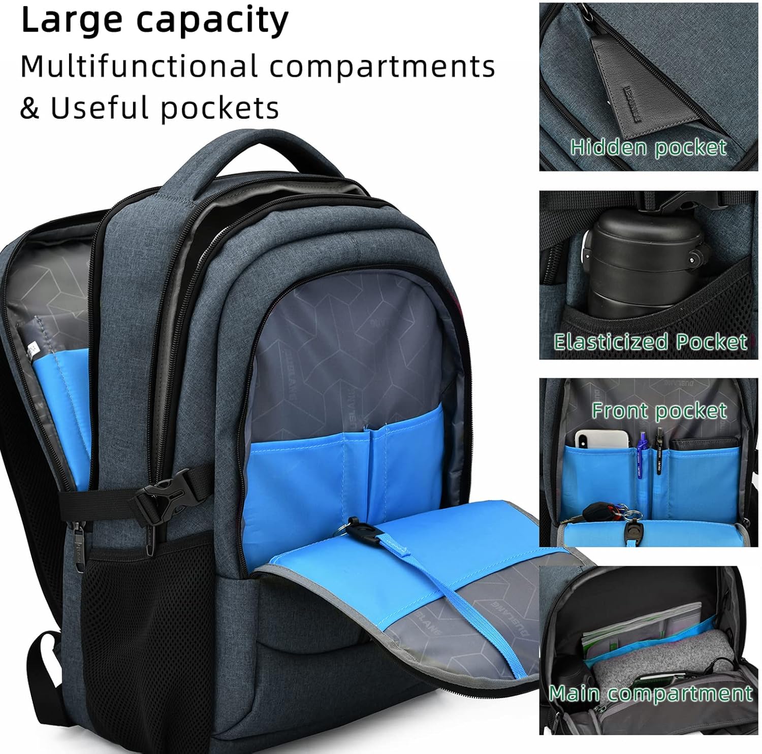 Laptop backpack with USB port and anti-theft protection