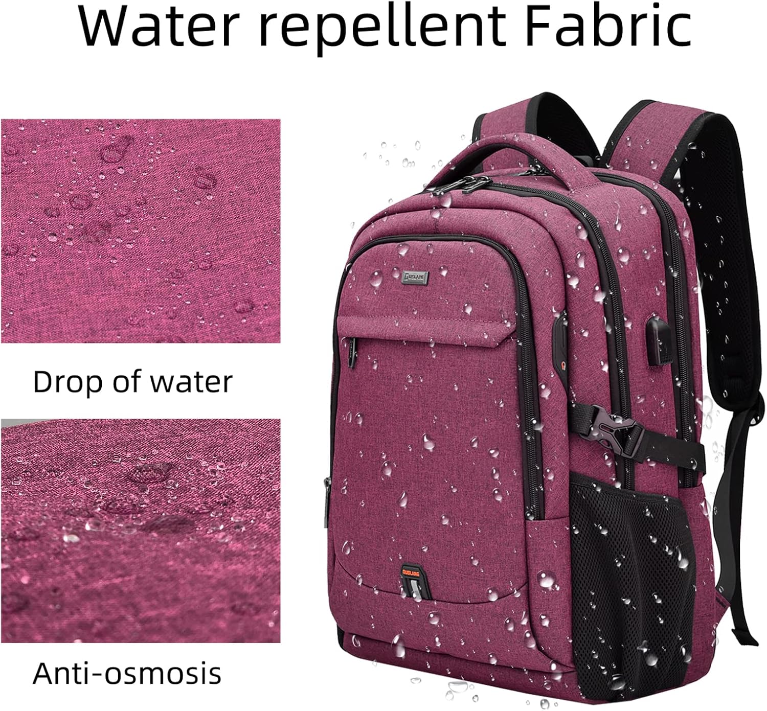 Laptop backpack with USB port and anti-theft protection