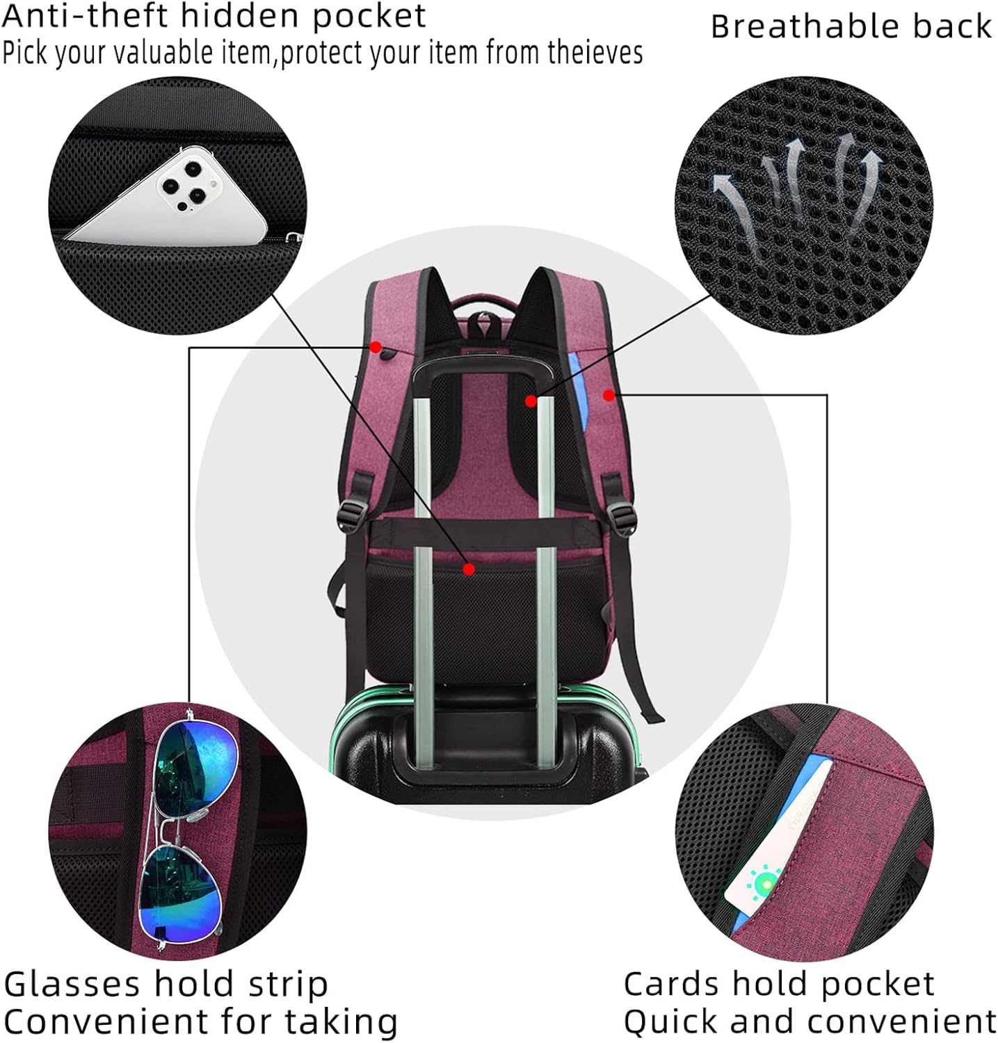 Laptop backpack with USB port and anti-theft protection