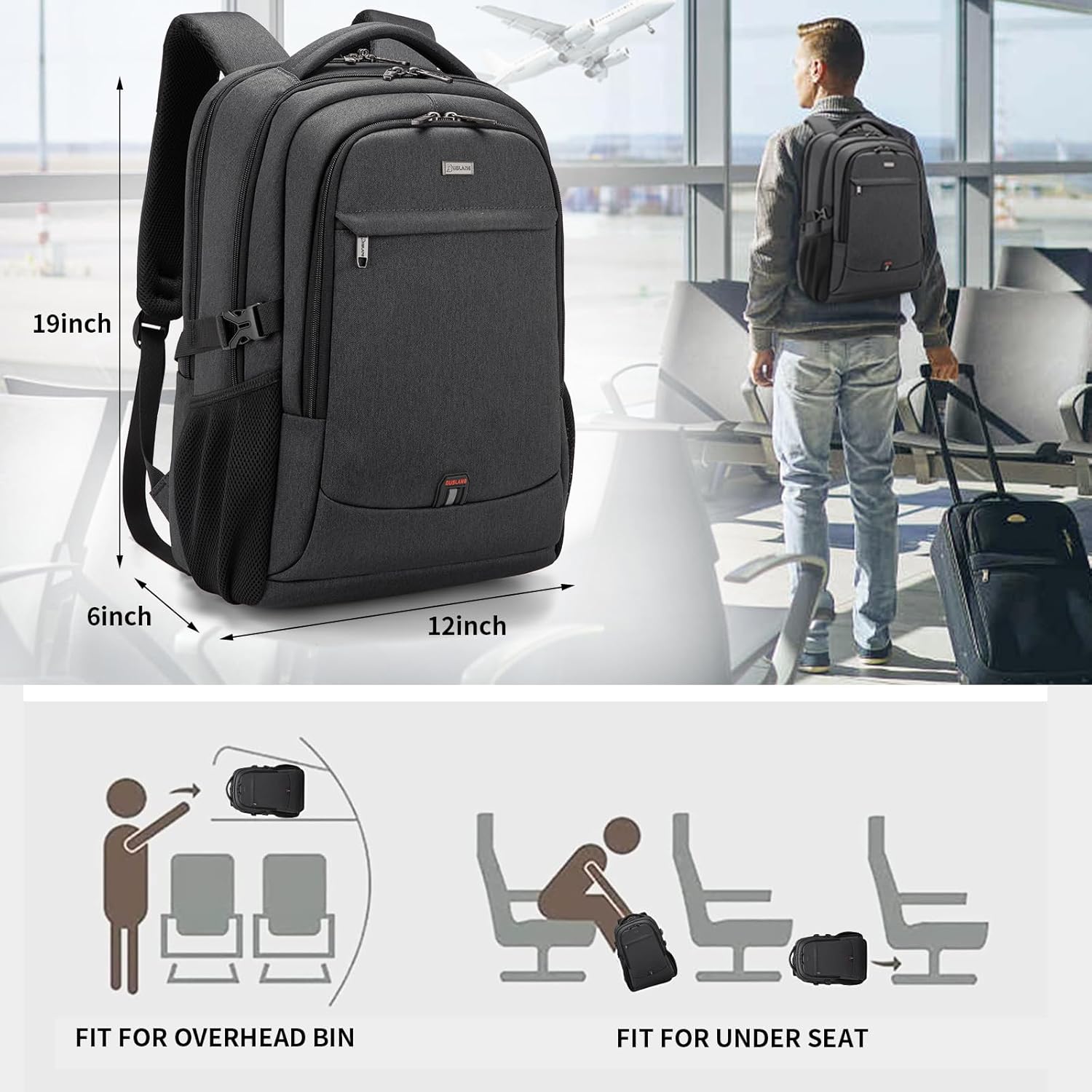 Laptop backpack with USB port and anti-theft protection