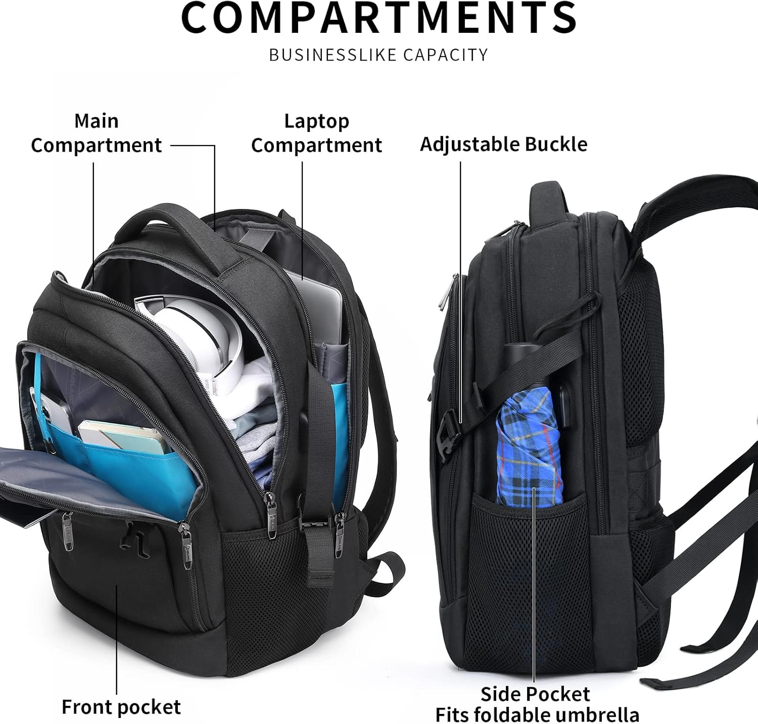 Laptop backpack with USB port and anti-theft protection