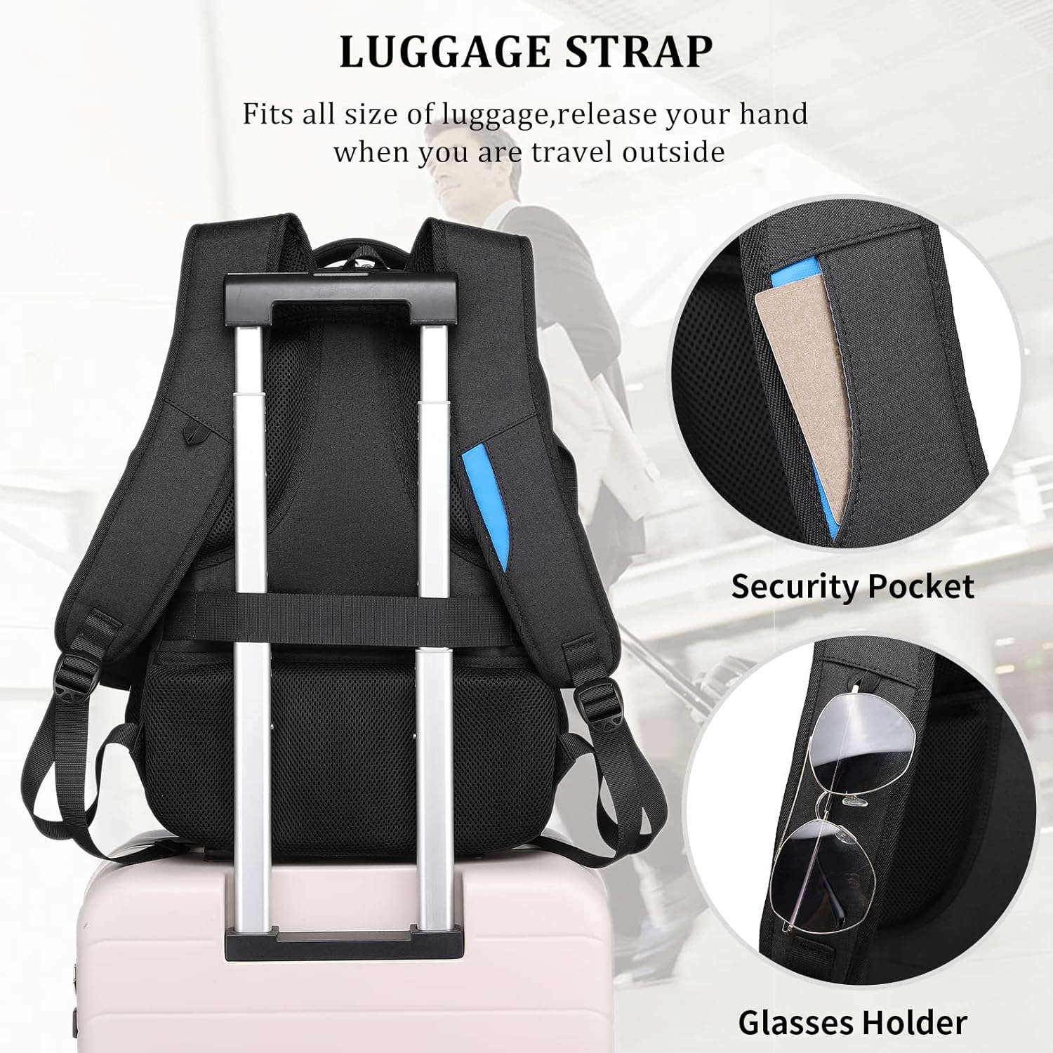 Laptop backpack with USB port and anti-theft protection