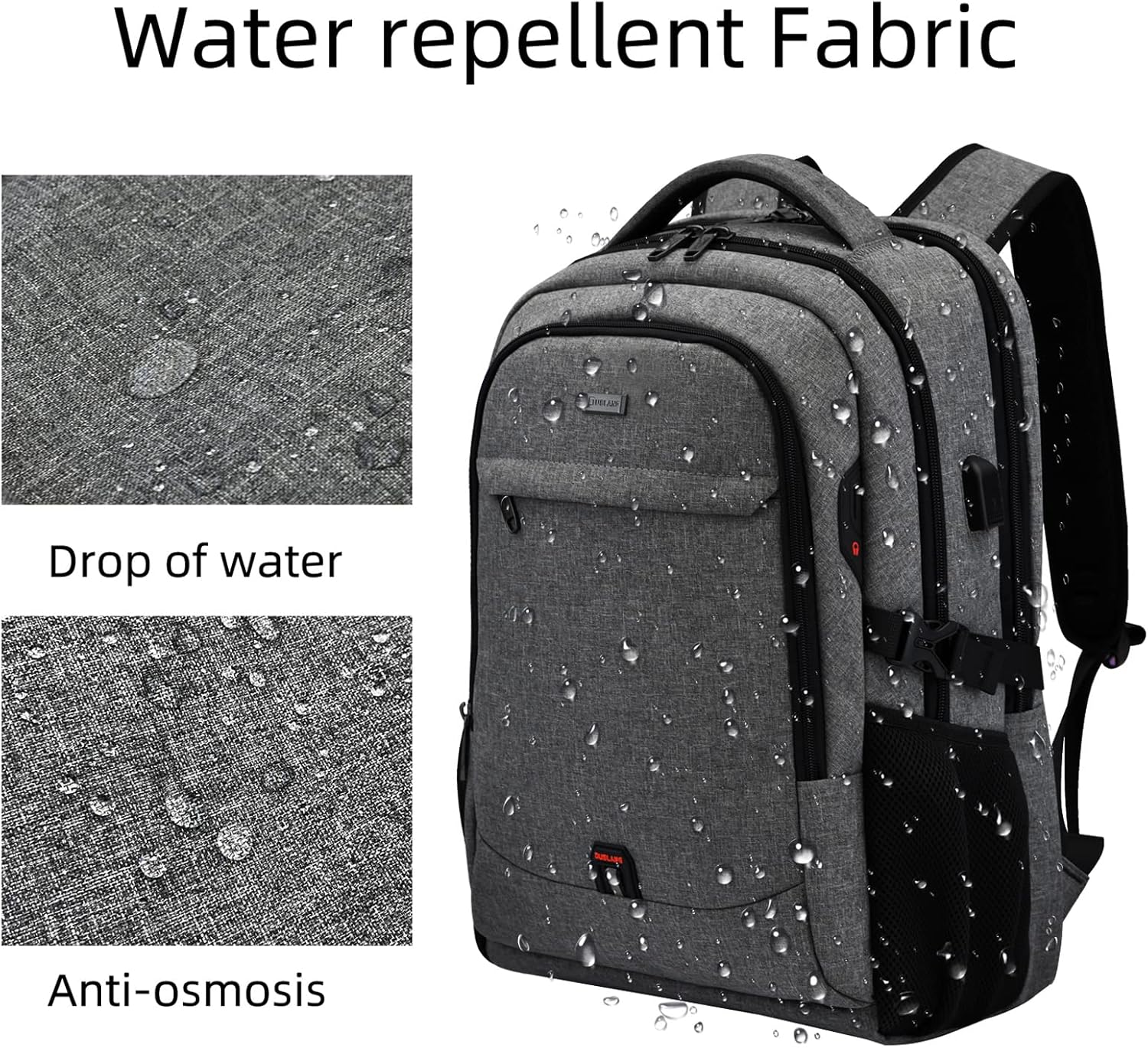 Laptop backpack with USB port and anti-theft protection
