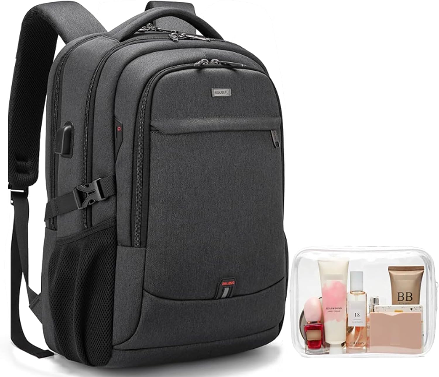 Laptop backpack with USB port and anti-theft protection