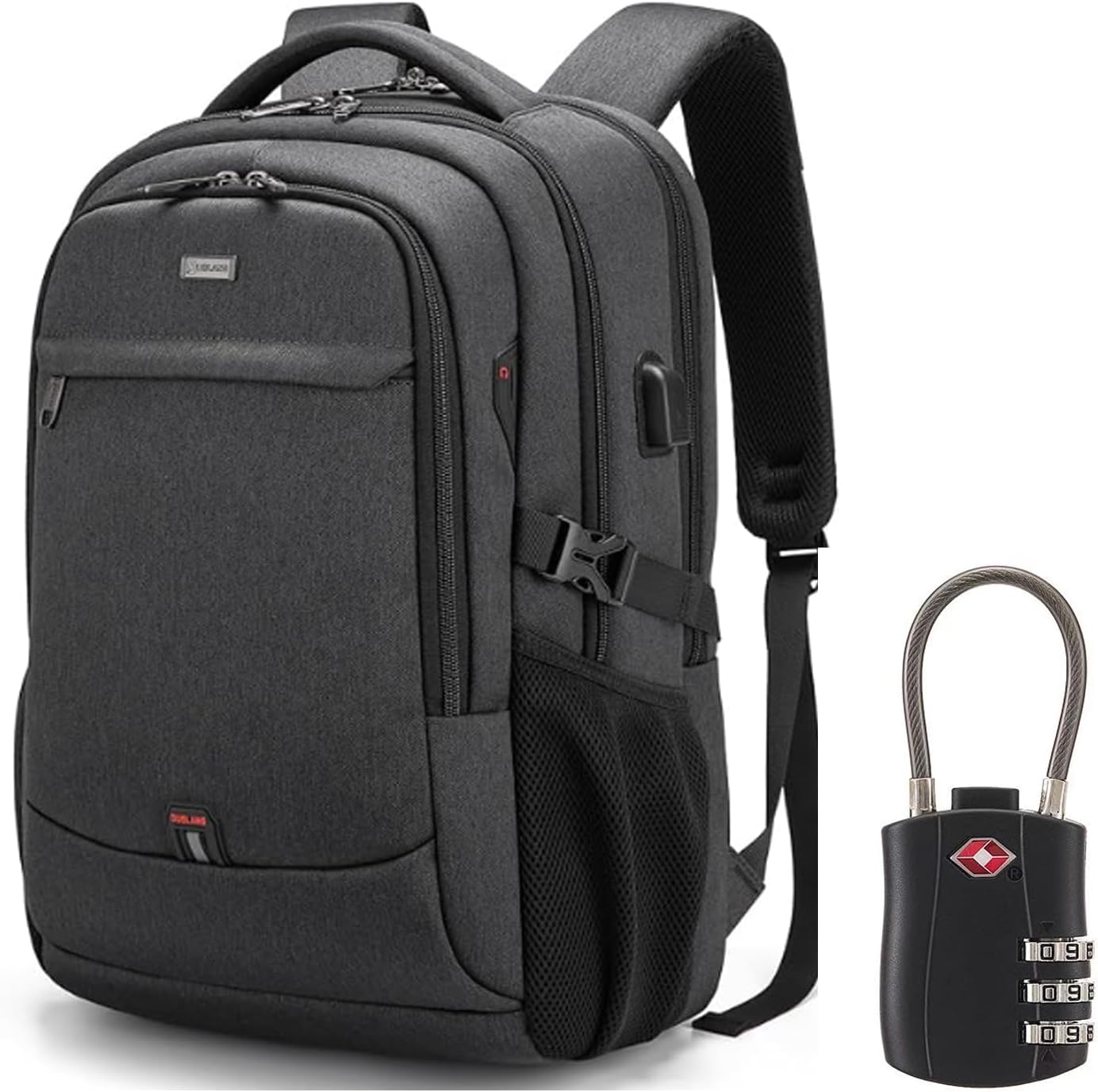 Laptop backpack with USB port and anti-theft protection