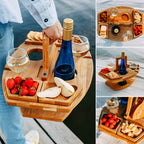 Klappbarer Holz-Picknicktisch mit Wein- und Snackfächern