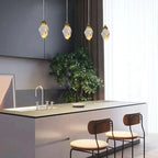 Crystal LED pendant light with faceted lampshade