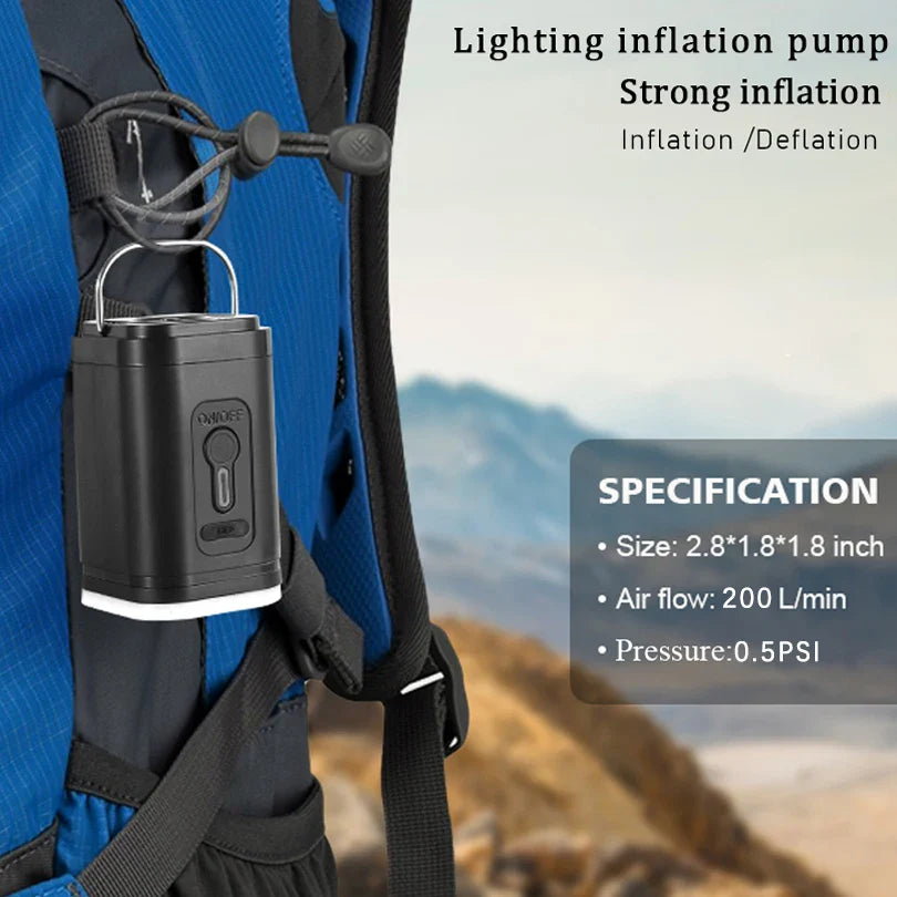 Mini air pump USB-C rechargeable with 5 nozzles