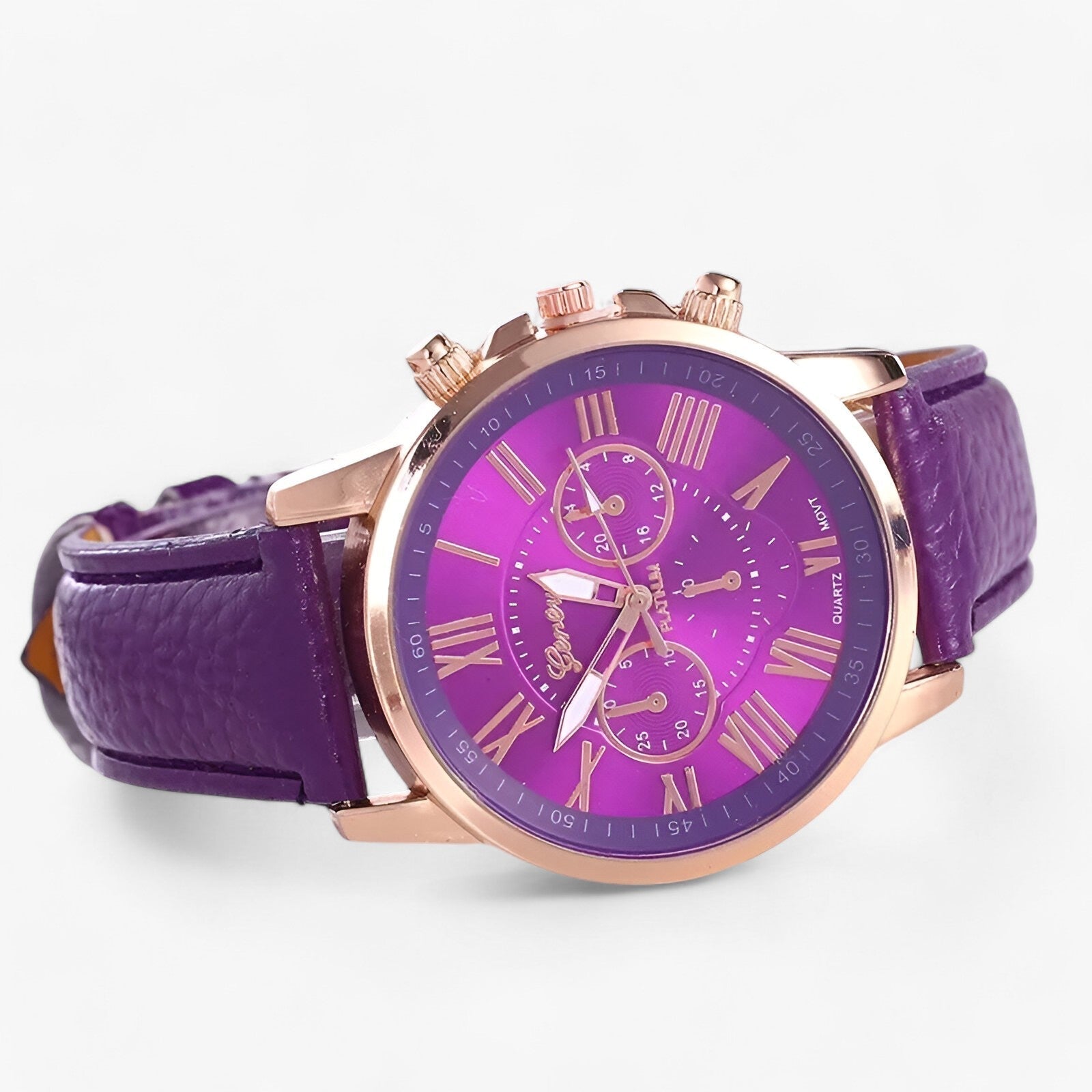 Elegante Damenuhr mit echtem Lederarmband