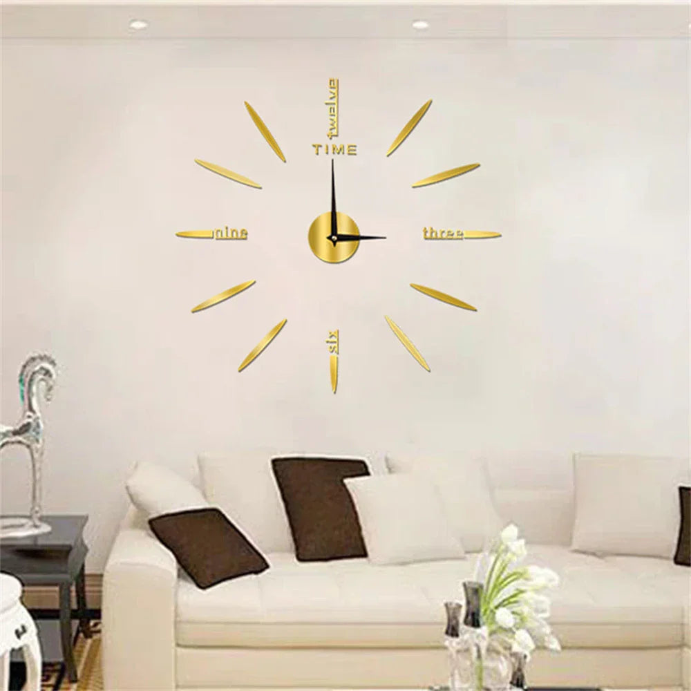 3D Wall Clock for Self-Sticking – Modern Acrylic Look