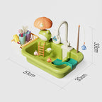 Water play table with fountain and toys