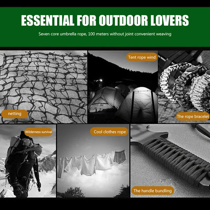 Paracord Outdoor-Seil 4 mm mit 9 Kernsträngen - 295 kg Zugkraft