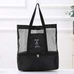 2-in-1 beach bag with insulated cooler compartment