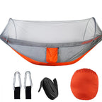 Outdoor hammock with mosquito net and storage bag