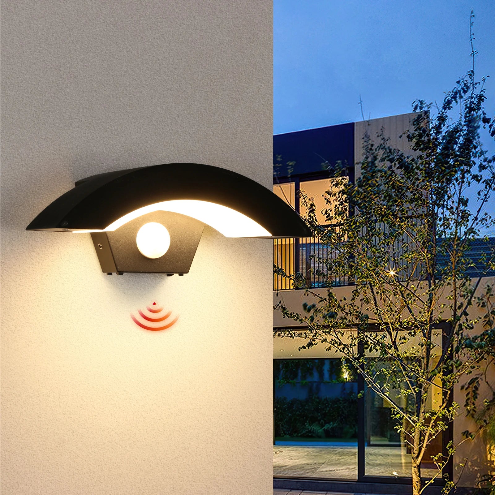 Außenwandleuchte LED 24 W mit Bewegungsmelder, Schwarz