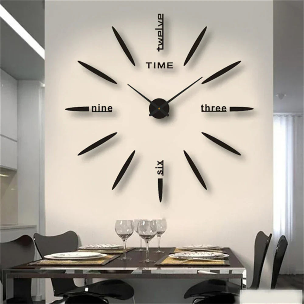 3D Wall Clock for Self-Sticking – Modern Acrylic Look