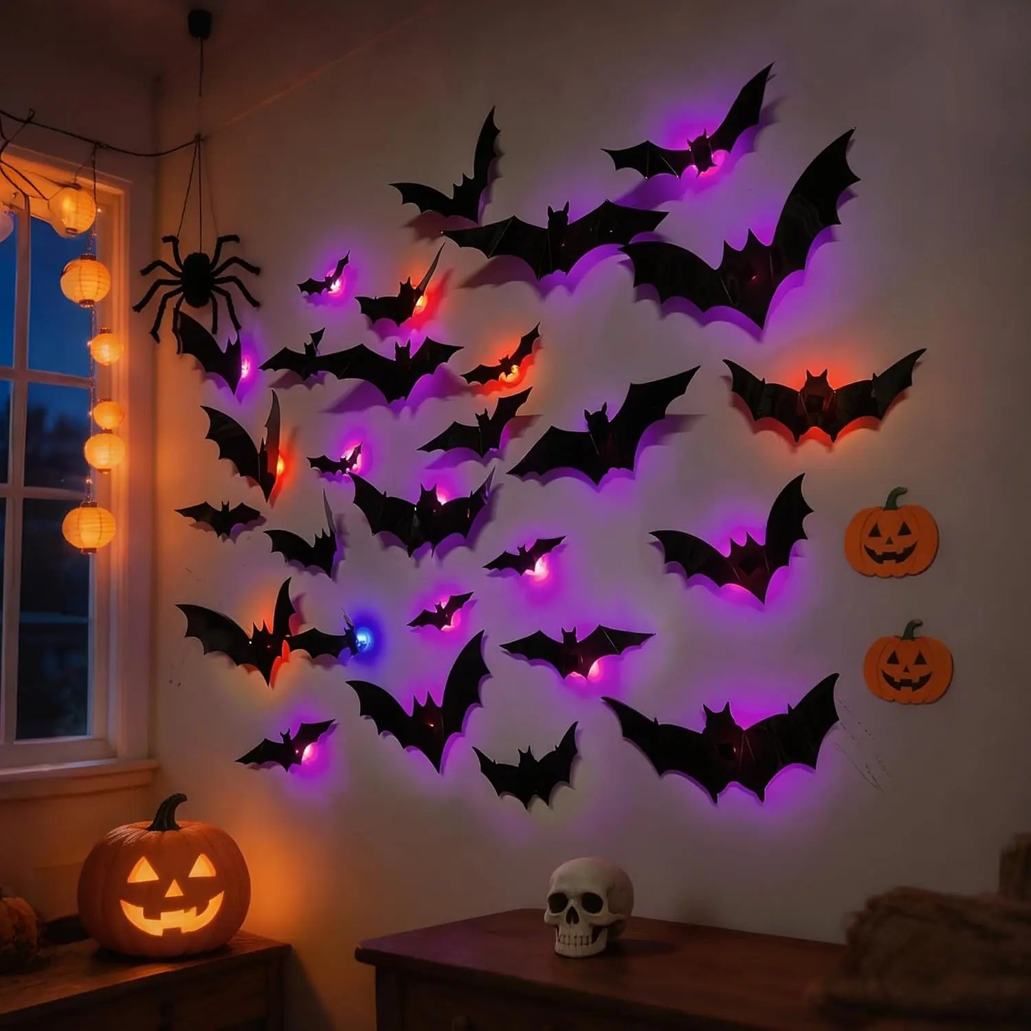LED Fledermaus Deko 12-teilig mit 3D-Effekt