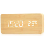 LED alarm clock wood design with temperature display