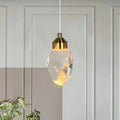 Crystal LED pendant light with faceted lampshade