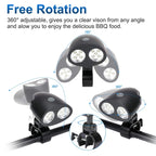 LED-Grilllampe mit 360°-Drehhalterung und Clip