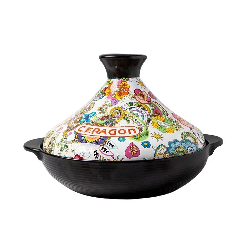 Keramik-Tajine mit Blumenmuster – 2 Liter