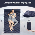 Double inflatable air mattress with pillow and built-in pump