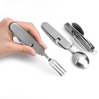 Foldable Camping Cutlery – Fork, Spoon, Knife & Opener in One