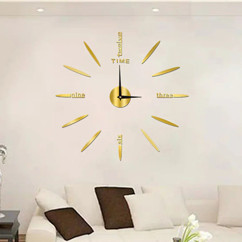 3D Wall Clock for Self-Sticking – Modern Acrylic Look