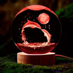 Crystal glass ball with 3D laser engraving & color-changing LED base