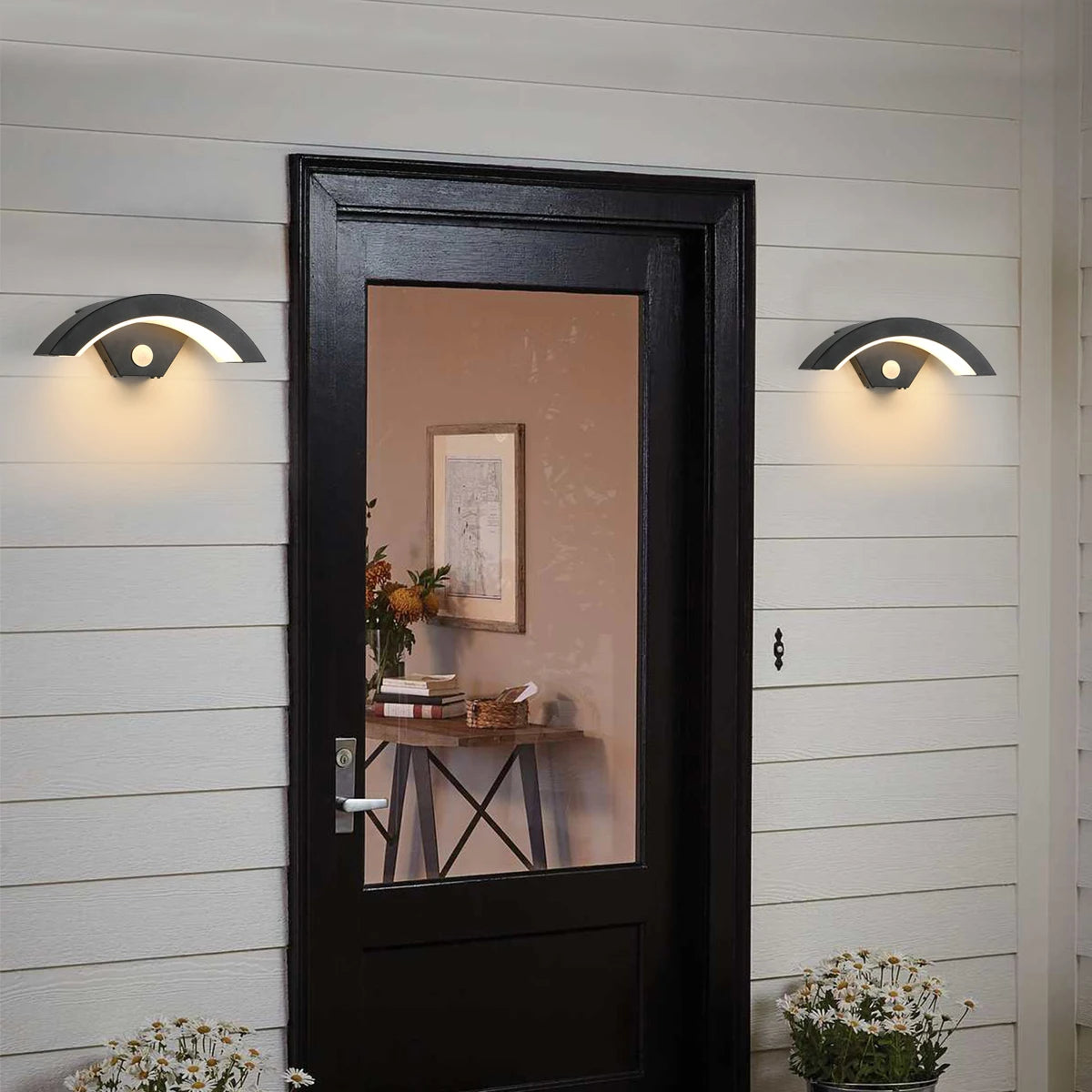 Außenwandleuchte LED 24 W mit Bewegungsmelder, Schwarz