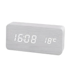 LED alarm clock wood design with temperature display