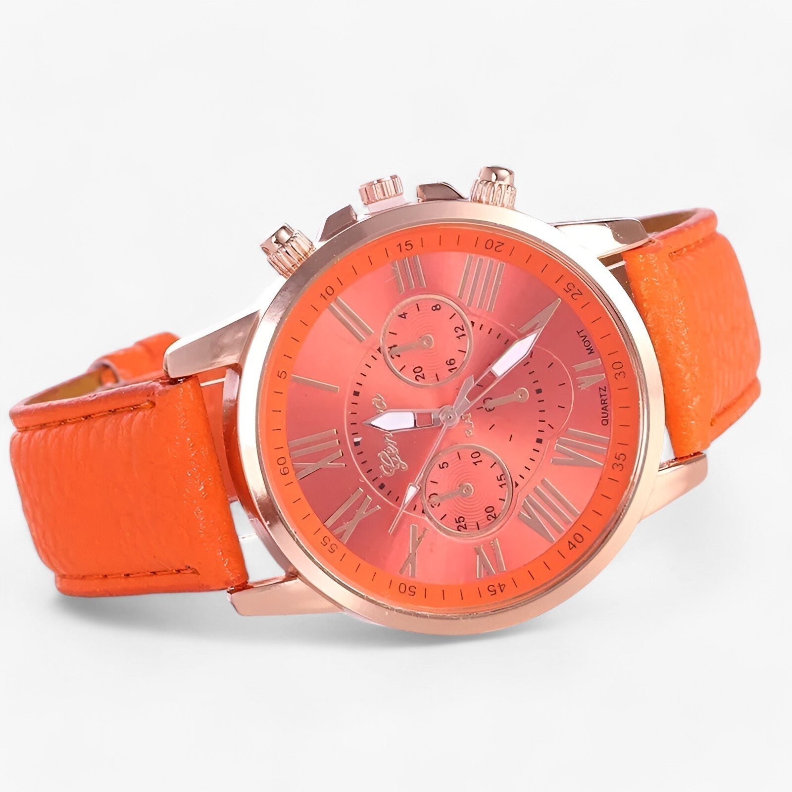 Elegante Damenuhr mit echtem Lederarmband