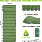 Camping Sleeping Pad 4-inch – Self-Inflating with Connecting Snap Buttons