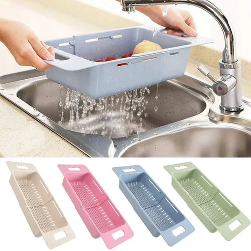 Extendable drip basket with automatic drainage