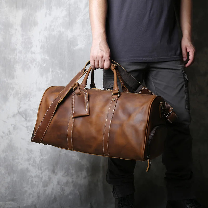 Reisetasche Leder Vintage Braun – Große Kapazität