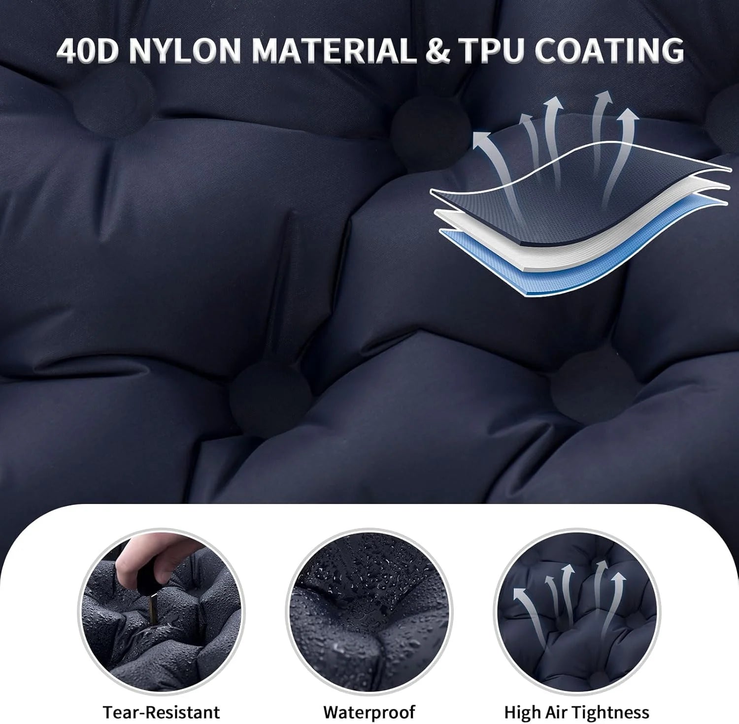 Double inflatable air mattress with pillow and built-in pump