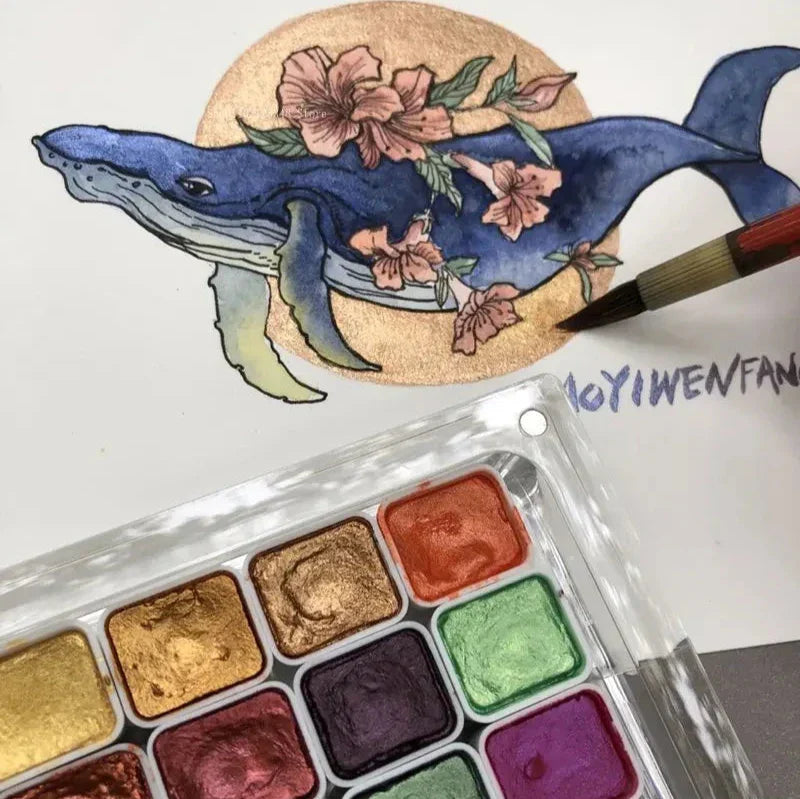 Perlglanz-Pigment-Set mit 10 Farben & Mischpalette
