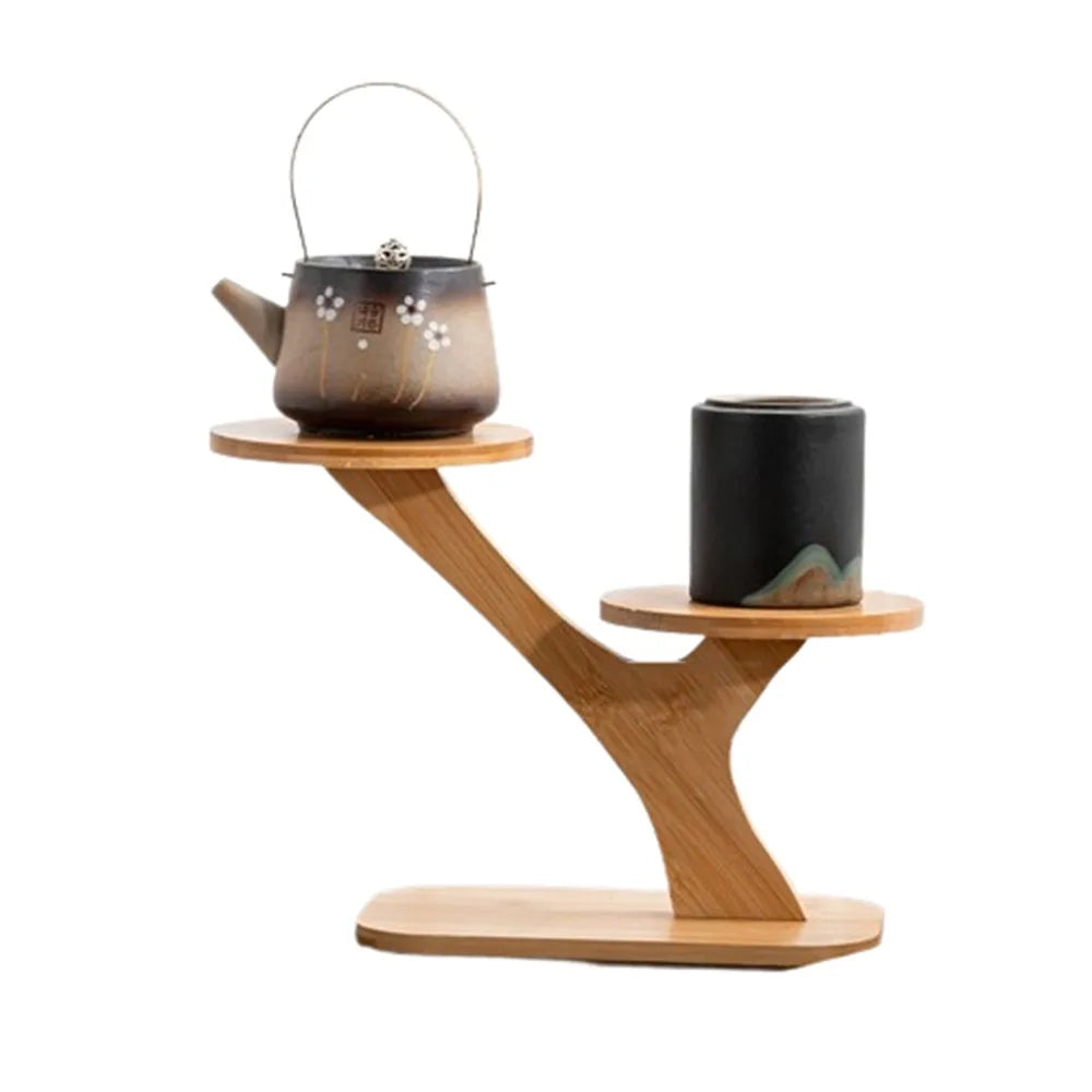 Bamboo table shelf with multi-level display surface
