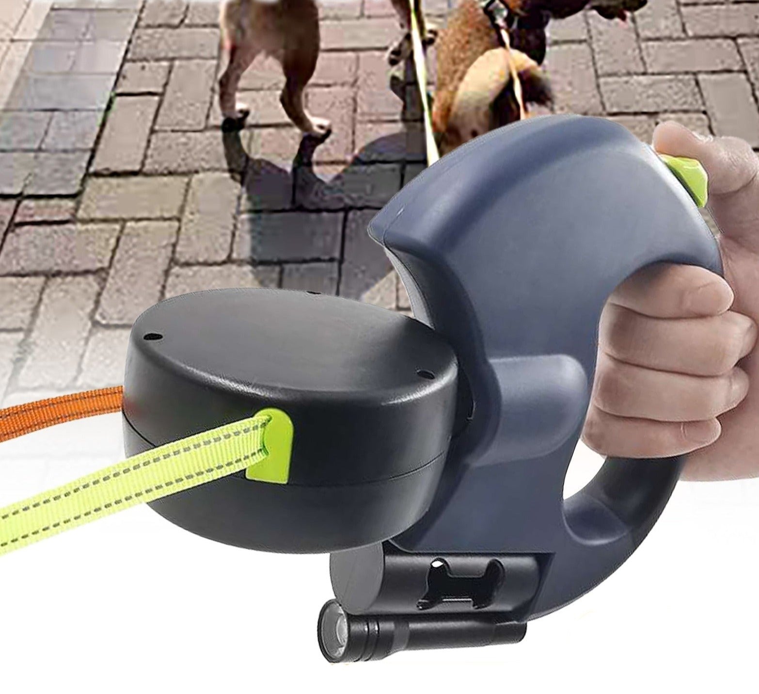 Doppelte Einzieh-Hundeleine mit LED-Taschenlampe – Zwei Hunde gleichzeitig führen