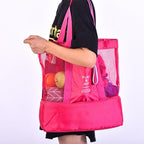 2-in-1 beach bag with insulated cooler compartment
