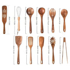 Wooden Kitchen Utensil Set – 11 Pieces with Whisk