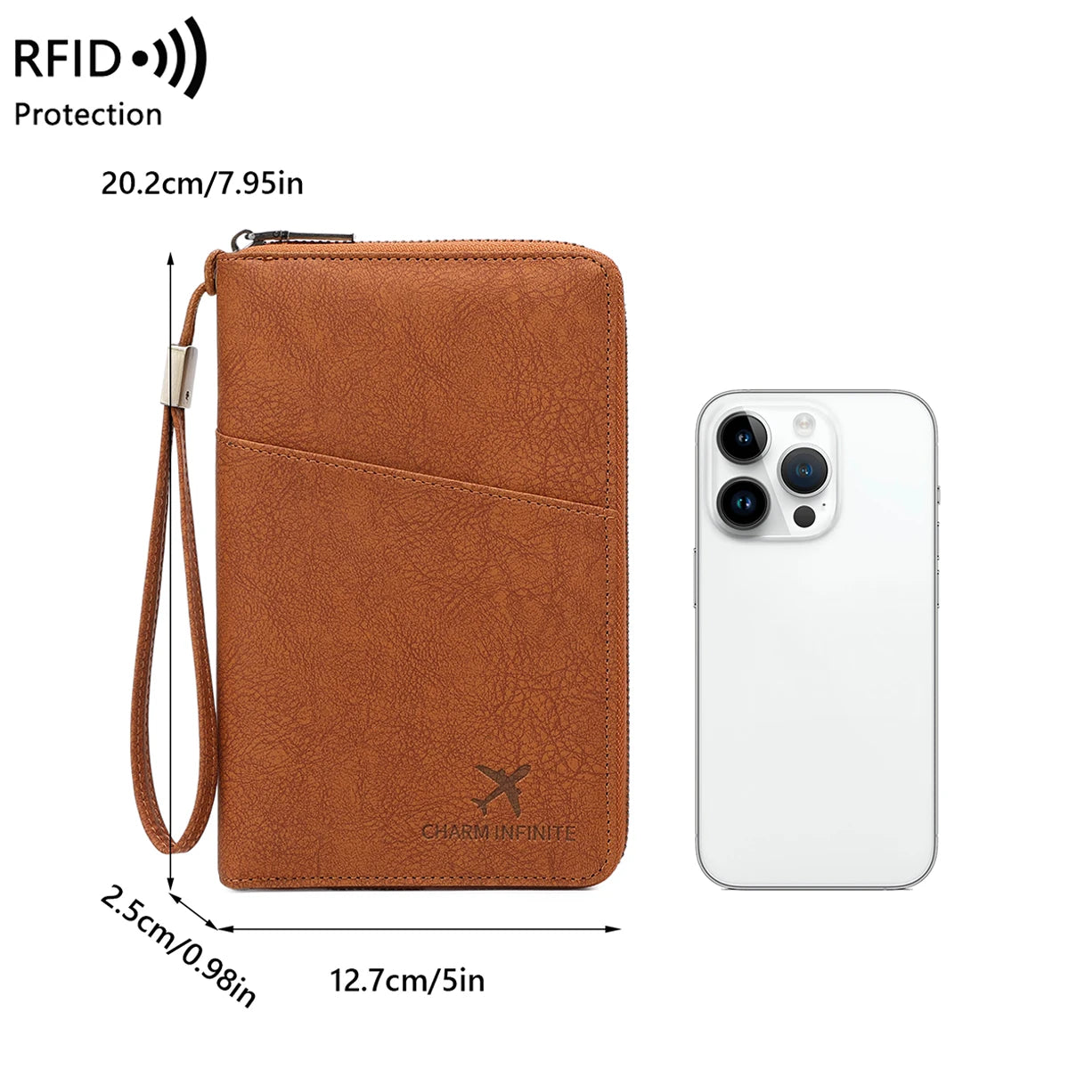Reisepass-Organizer mit RFID-Schutz und Rundumreißverschluss