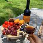 Foldable Wooden Picnic Table with Wine Glass Holders & Bottle Holder